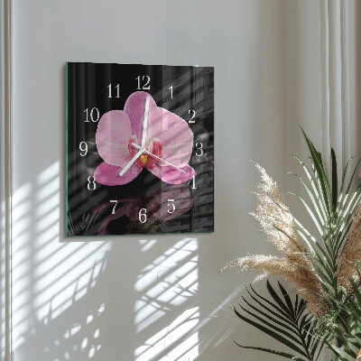Horloge carrée en verre Orchidée
