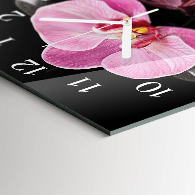 Horloge carrée en verre Orchidée