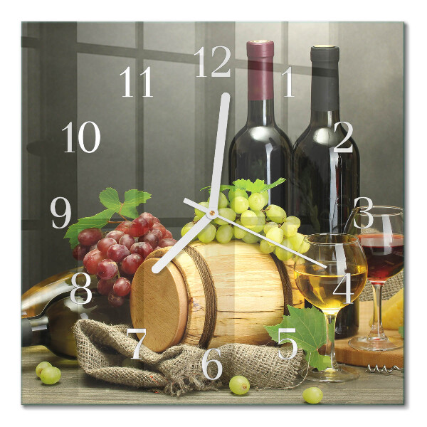 Horloge carrée en verre Raisins pour le vin