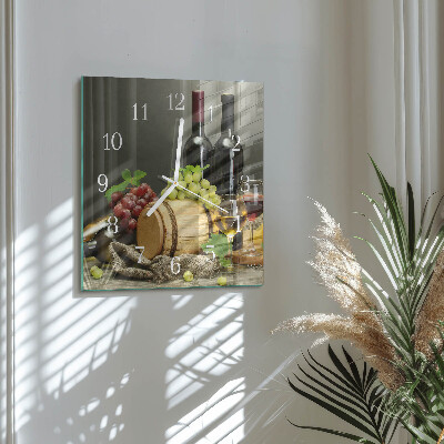 Horloge carrée en verre Raisins pour le vin
