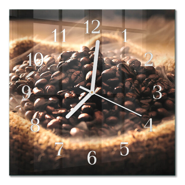 Horloge carrée en verre Café en grains
