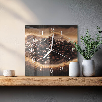 Horloge carrée en verre Café en grains