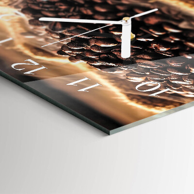 Horloge carrée en verre Café en grains