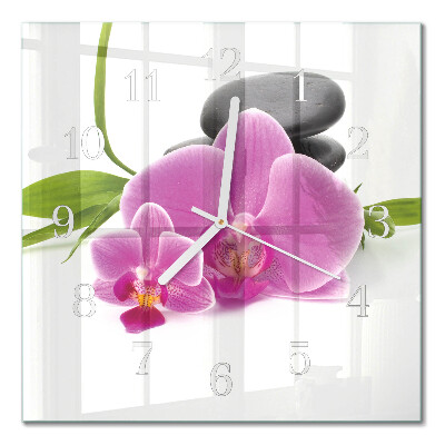 Horloge murale carrée Orchidée