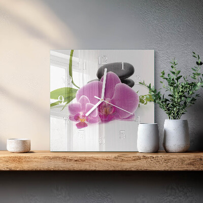 Horloge murale carrée Orchidée