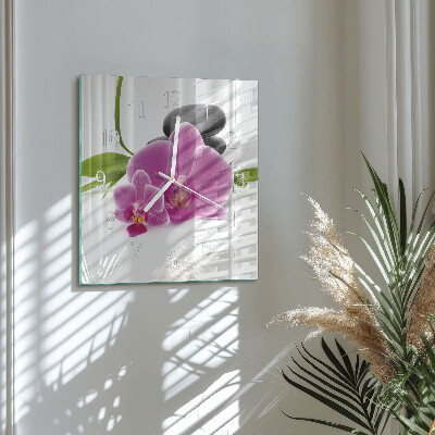 Horloge murale carrée Orchidée