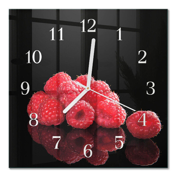 Horloge carrée en verre Framboises