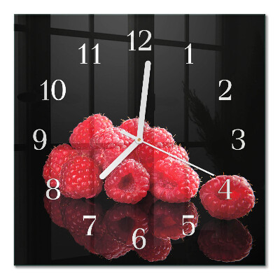 Horloge carrée en verre Framboises