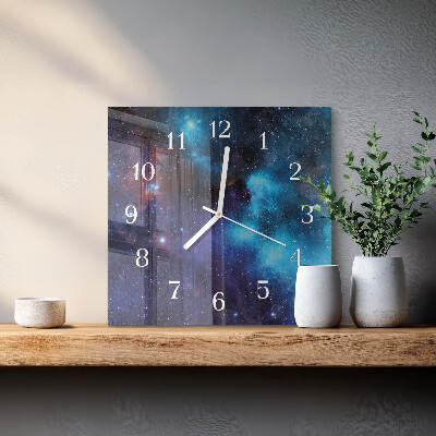 Horloge carrée en verre Ciel étoilé