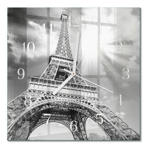 Horloge carrée en verre Tour eiffel paris