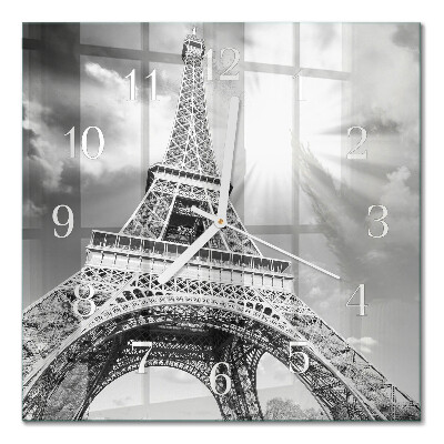 Horloge carrée en verre Tour eiffel paris