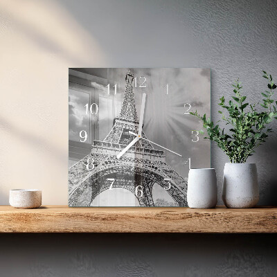 Horloge carrée en verre Tour eiffel paris