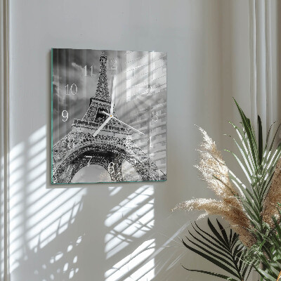 Horloge carrée en verre Tour eiffel paris