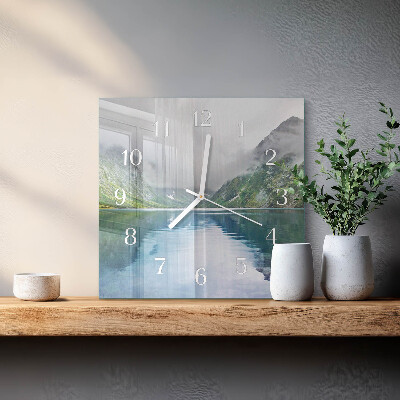 Horloge murale carrée Lac de montagne