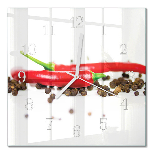 Horloge carrée en verre Grains de poivre