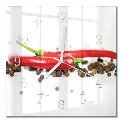 Horloge carrée en verre Grains de poivre
