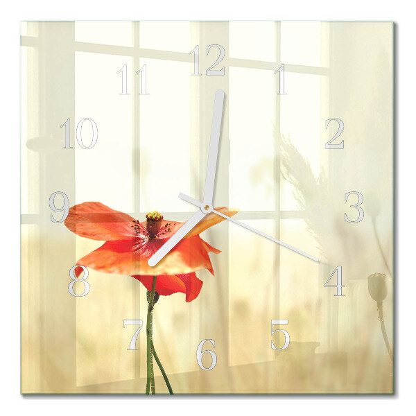 Horloge carrée en verre Pavot