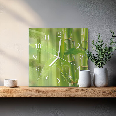 Horloge carrée en verre Bambou