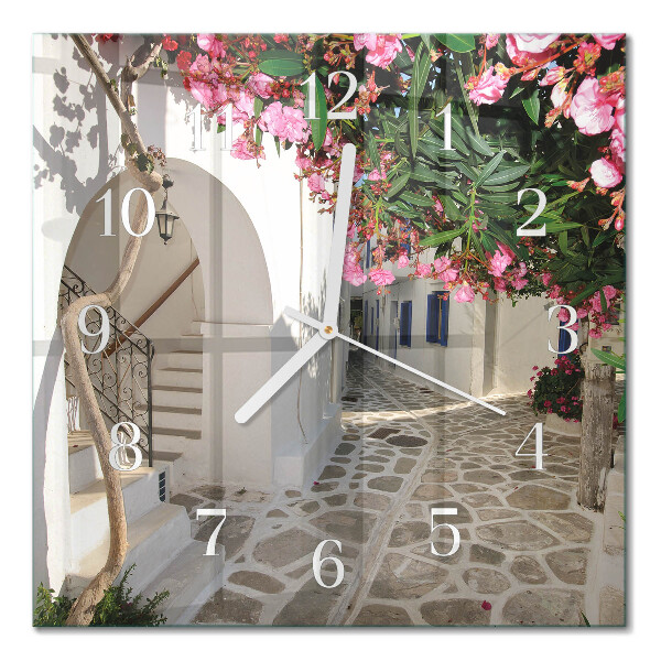 Horloge murale carrée Allée des fleurs