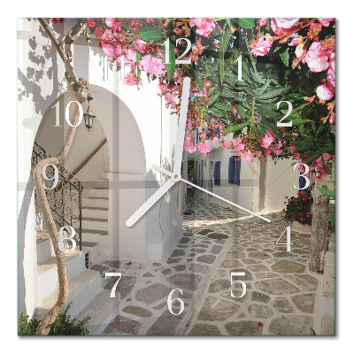 Horloge murale carrée Allée des fleurs
