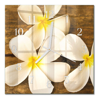 Horloge carrée en verre Fleurs