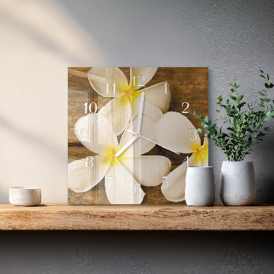 Horloge carrée en verre Fleurs