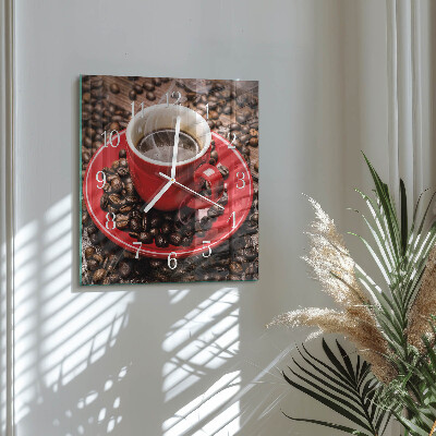 Horloge carrée en verre Une tasse de café