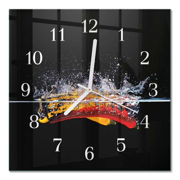 Horloge carrée en verre Piments