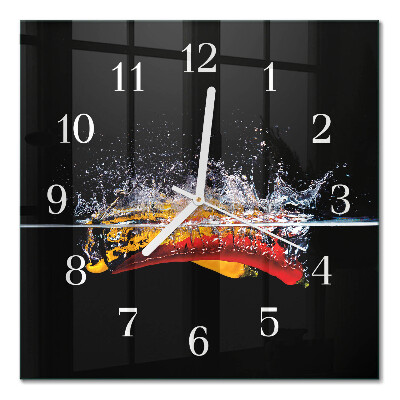 Horloge carrée en verre Piments