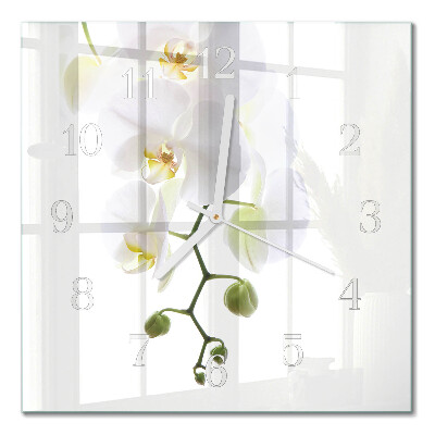 Horloge carrée en verre Orchidée