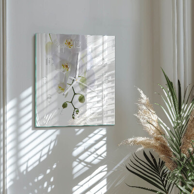Horloge carrée en verre Orchidée