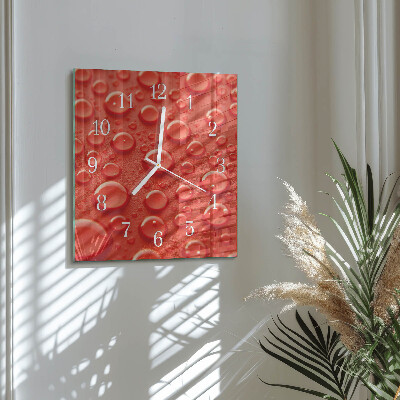 Horloge carrée en verre Gouttes d'eau