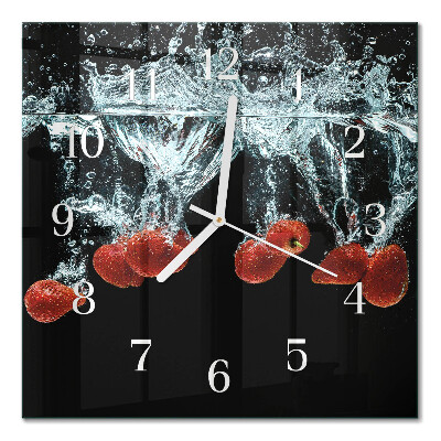 Horloge murale carrée Fraises
