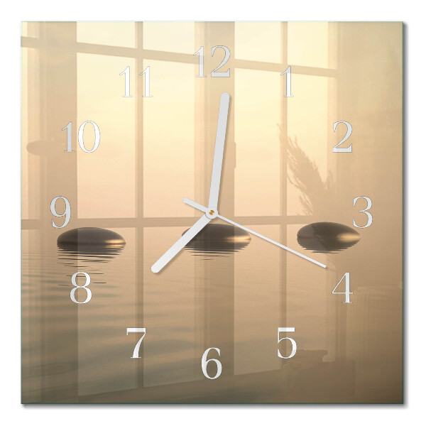 Horloge carrée en verre Eau de pierres