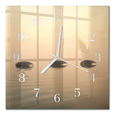 Horloge carrée en verre Eau de pierres