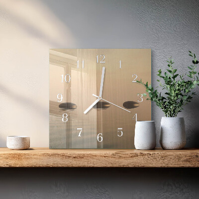 Horloge carrée en verre Eau de pierres