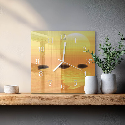 Horloge carrée en verre Soleil d'eau