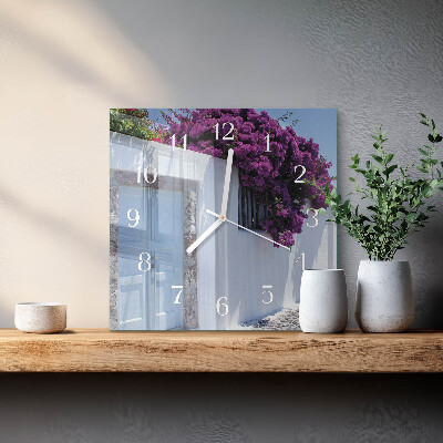 Horloge carrée en verre Fleurs d'intérieur