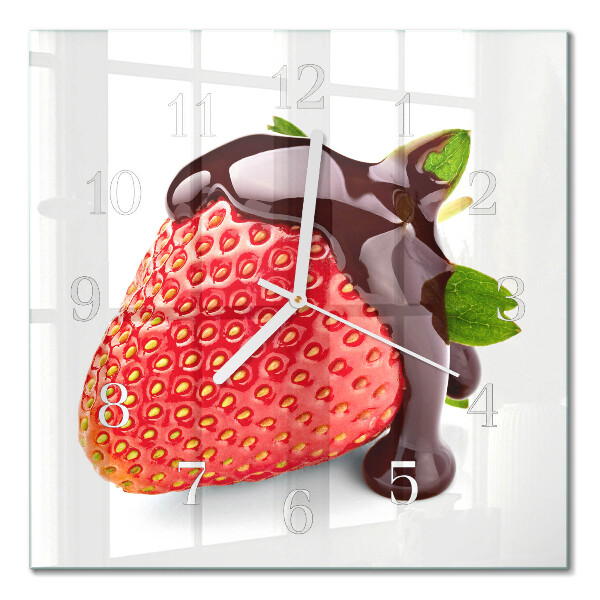 Horloge carrée en verre Chocolat à la fraise