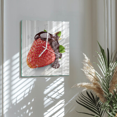 Horloge carrée en verre Chocolat à la fraise