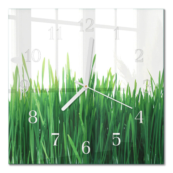 Horloge carrée en verre Herbe