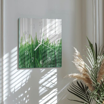 Horloge carrée en verre Herbe