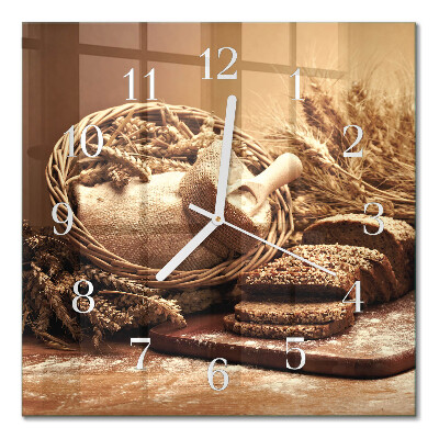 Horloge carrée en verre Pain