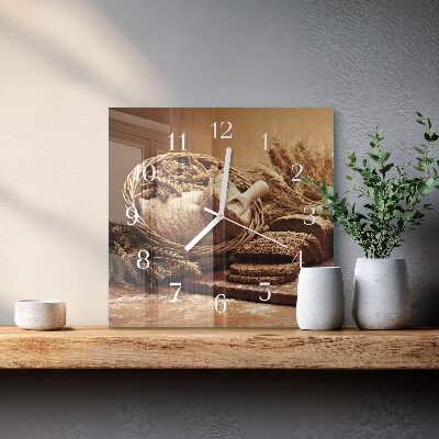 Horloge carrée en verre Pain