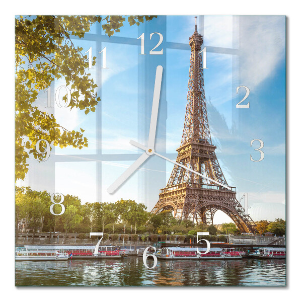 Horloge carrée en verre Tour eiffel paris