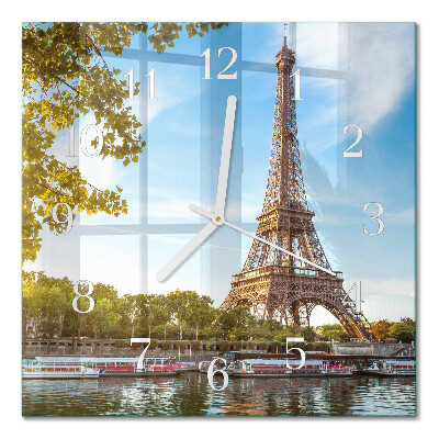 Horloge carrée en verre Tour eiffel paris