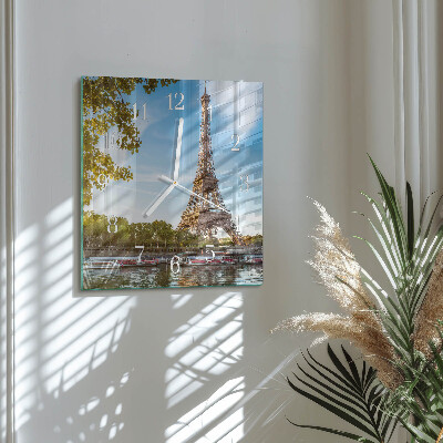 Horloge carrée en verre Tour eiffel paris
