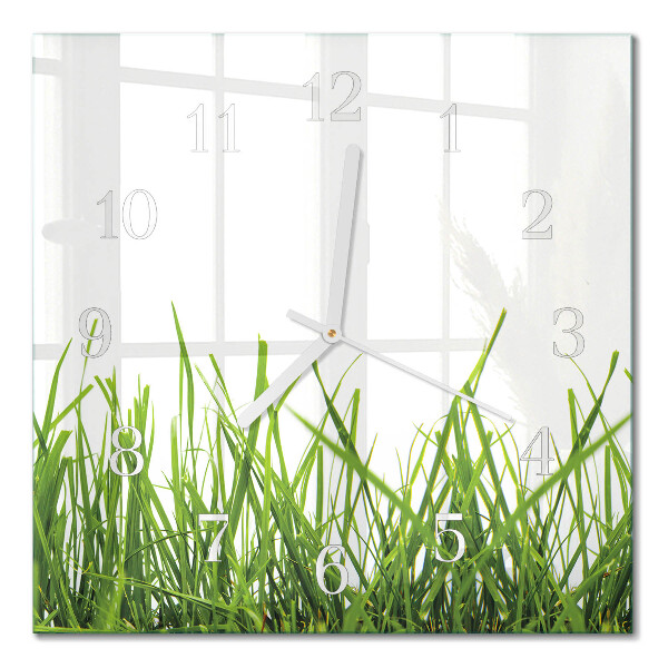 Horloge carrée en verre Herbe