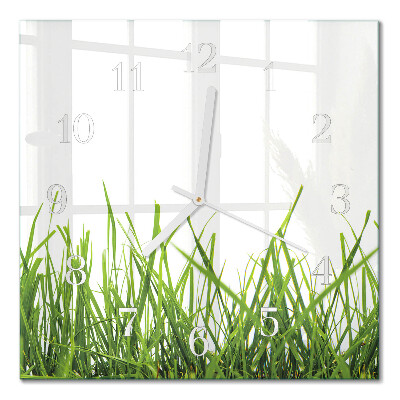 Horloge carrée en verre Herbe