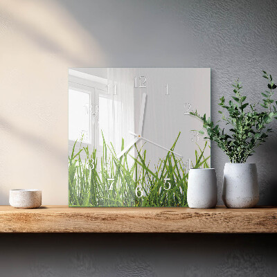 Horloge carrée en verre Herbe